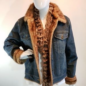 Blue Jean Jacket lined faux fur